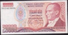 7.Emisyon 1.Tertip 20000 Lira A02 813954 Çok Temiz +