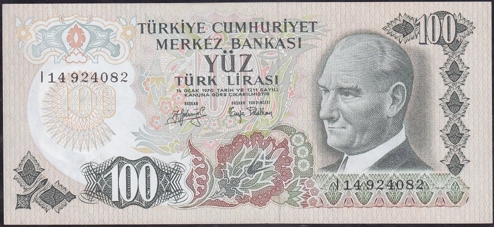 6.Emisyon 2.Tertip 100 Lira I14 924082 Ççt Çilaltı