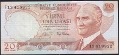 6.Emisyon 3.Tertip 20 Lira F13 418822 Çok Çok Temiz