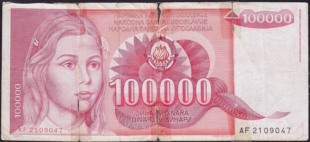 Yugoslavya 100000 Dinar 1989 Haliyle