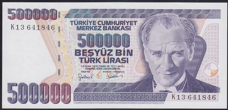 7.EMİSYON 4.TERTİP 500000 LİRA K13 641846 ÇİLALTI ÇİL
