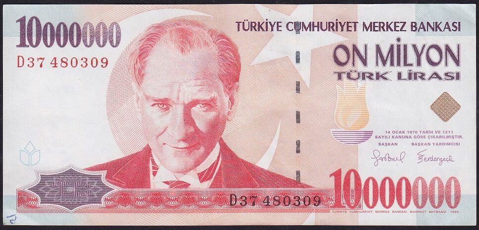 7.Emisyon 10.000.000 Lira D37 480309 Çok Çok Temiz