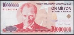 7.Emisyon 10.000.000 Lira D37 480309 Çok Çok Temiz