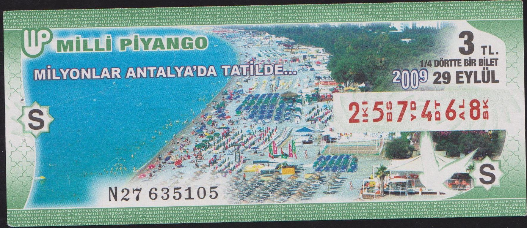 2009 29 Eylül Çeyrek Bilet - S Serisi