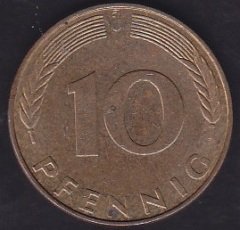 Almanya 10 Pfennig 1989 J