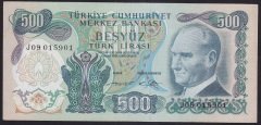 6.EMİSYON 2.TERTİP 500 LİRA J09 015901 ÇÇT ( DÜZLENMİŞ ) eski para mezat