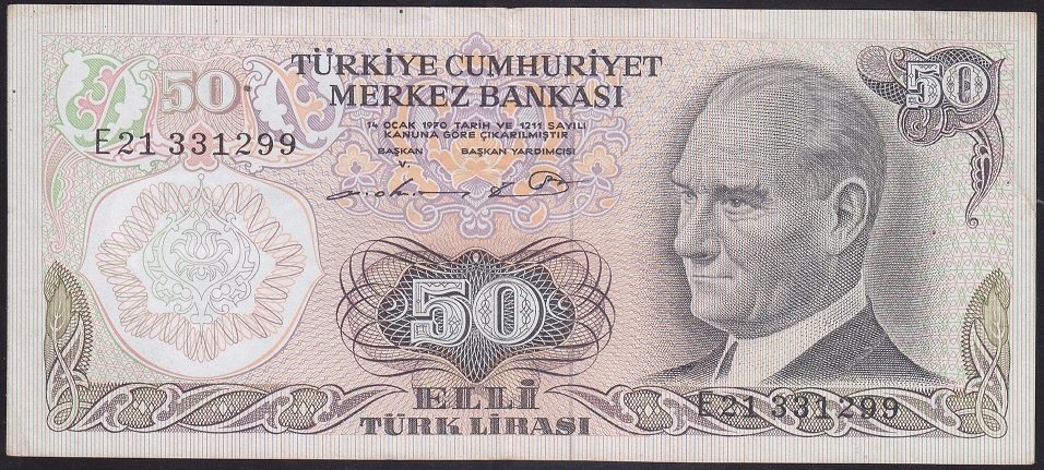6.EMİSYON 1.TERTİP 50 LİRA E21 331299 ÇÇT ÇİLALTI