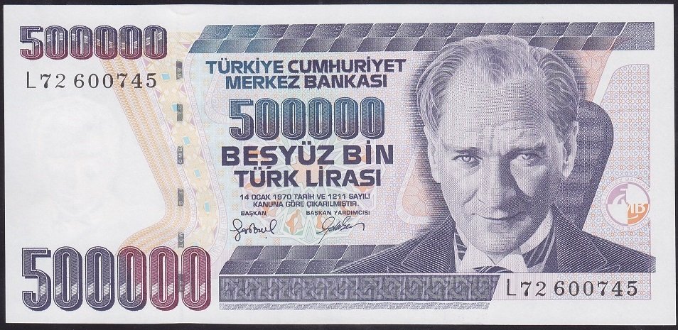 7.Emisyon 4.Tertip 500000 Lira L72 600745 Çil