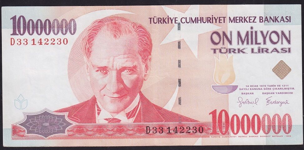 7.Emisyon 10.000.000 Lira D33 142230 Çok Temiz+