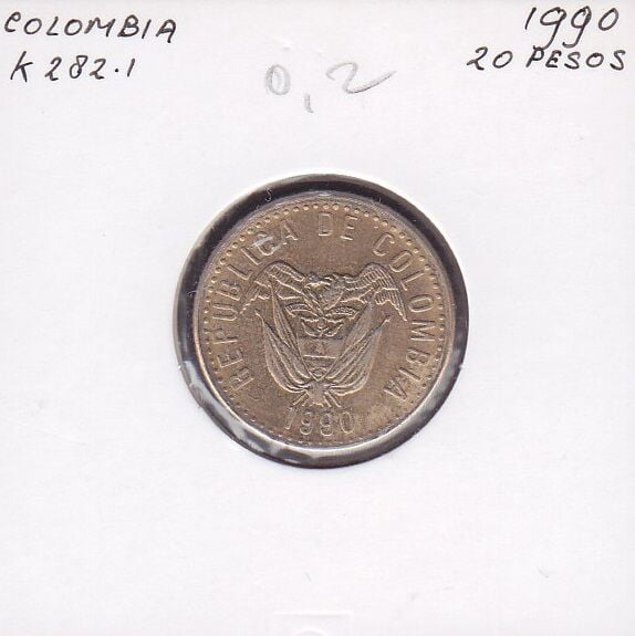 Kolombiya 20 Pesos 1990
