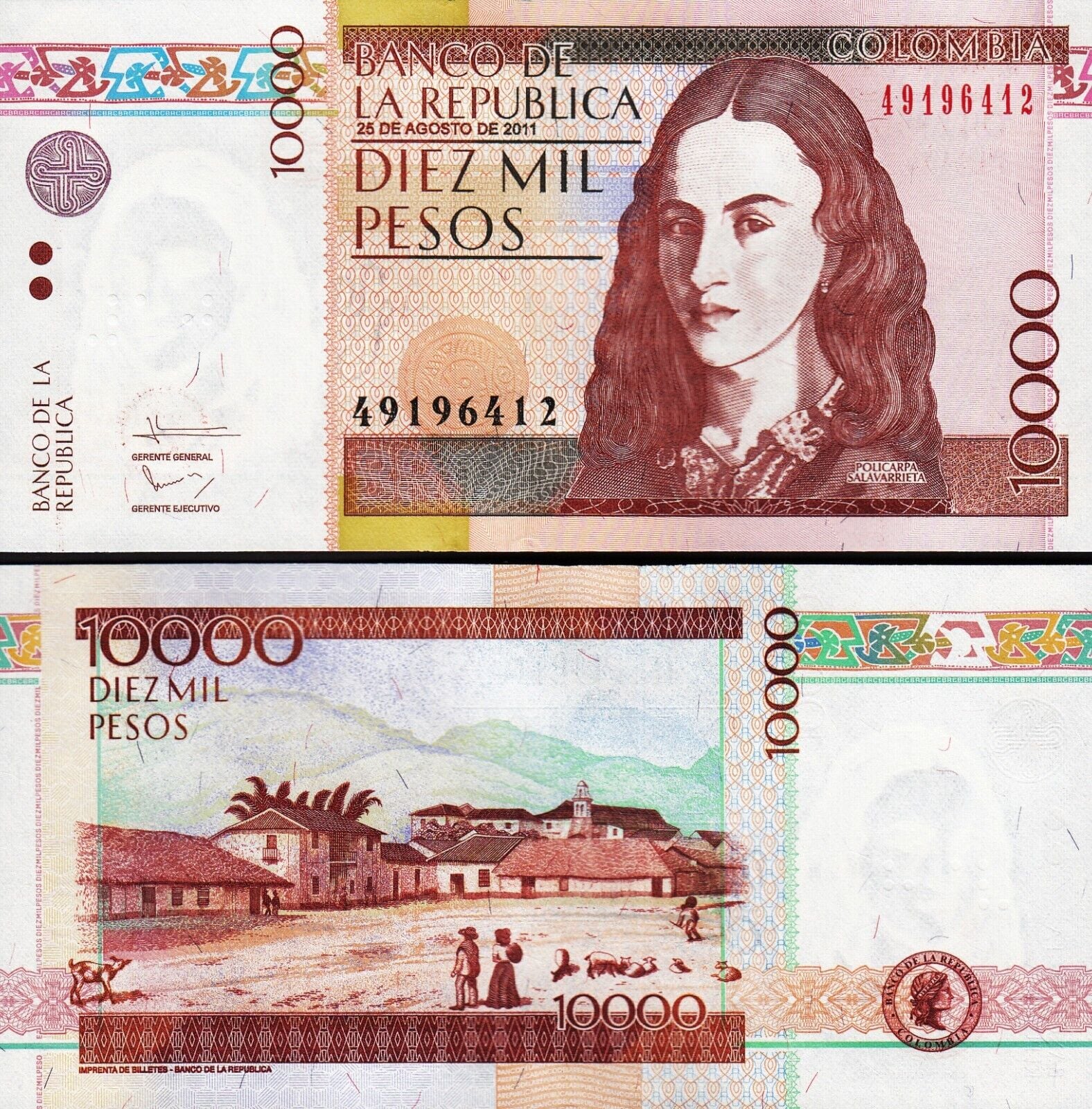 Kolombiya 10000 Pesos 2011 Çil Pick 453