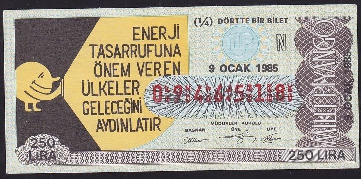 1985 9 Ocak Çeyrek Bilet - N Serisi