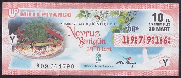 2014 29 MART YARIM BİLET - NEVRUZ - Y SERİSİ