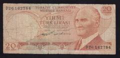 6.EMİSYON 2.TERTİP 20 LİRA D26 162784 TEMİZ
