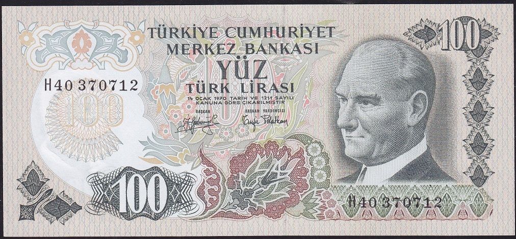 6.Emisyon 2.Tertip 100 Lira H40 370712 Çilaltı Çil