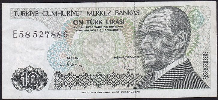7.Emisyon 2.Tertip 10 Lira E58 527886 Çok Temiz+