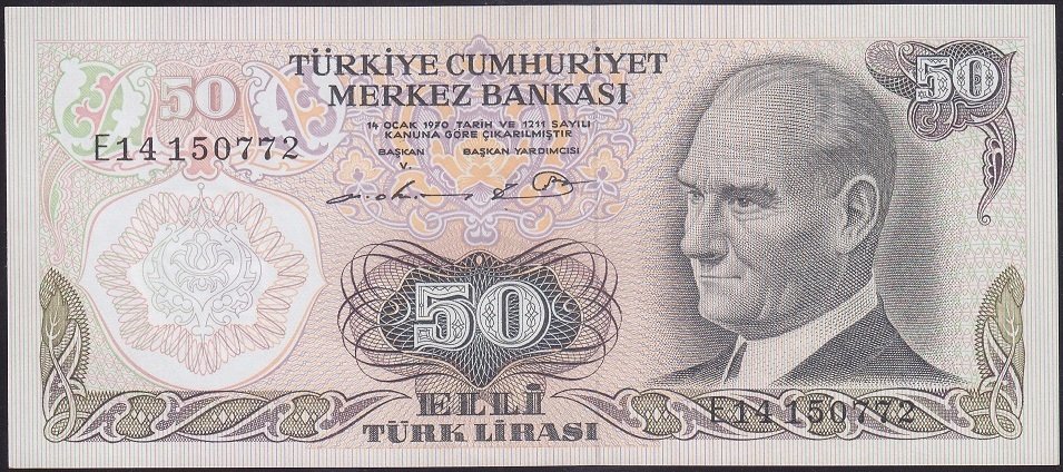 6.EMİSYON 1.TERTİP 50 LİRA E14 150772 ÇİLALTI