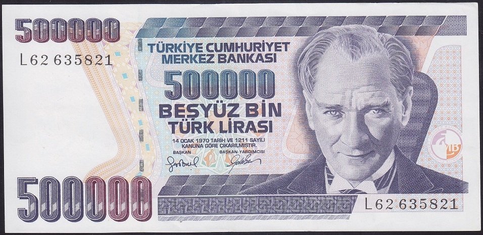 7.Emisyon 4.Tertip 500000 Lira L62 635821 Çilaltı