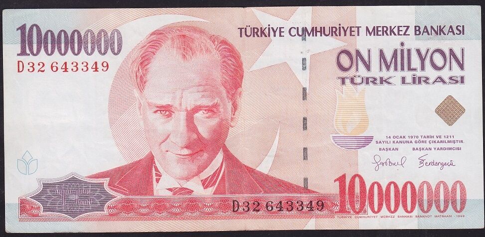 7.Emisyon 10.000.000 Lira D32 643349 Çok Temiz+