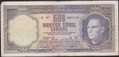 5.Emisyon 4.Tertip 500 Lira U07 005742 Çok Temiz +