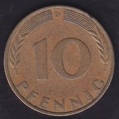 Almanya 10 Pfennig 1970 D