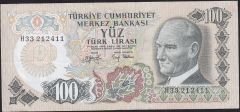 6.Emisyon 2.Tertip 100 Lira H33 212411 Çok Temiz+