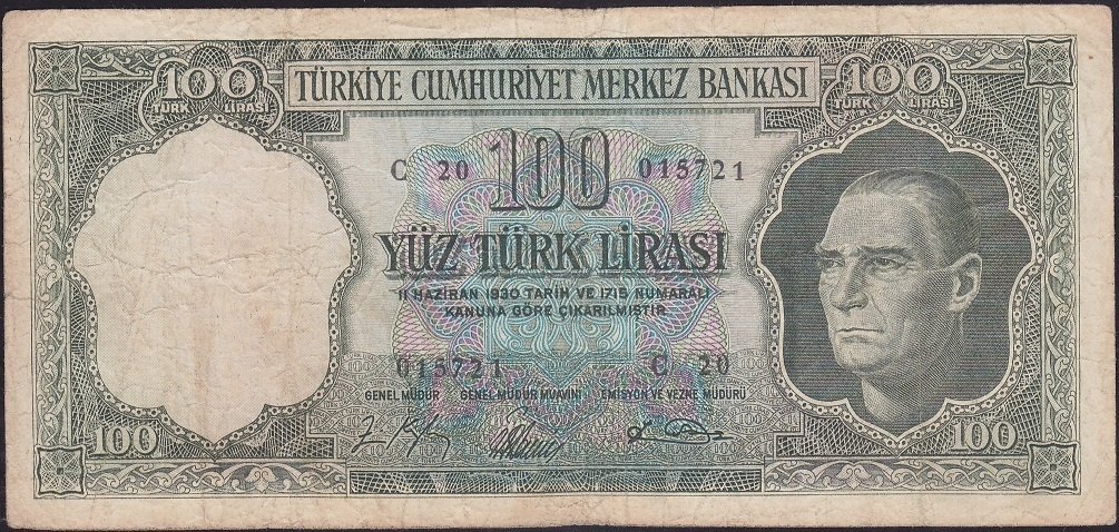 5.Emisyon 5.Tertip 100 Lira C20 015721 Çok Temiz
