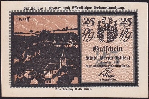 Almanya 25 Pfennig Notgeld 1921 Çil