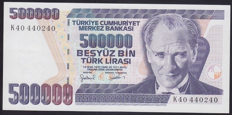 7.EMİSYON 4.TERTİP 500000 LİRA K40 440240 ÇİLALTI eski para alan yerler