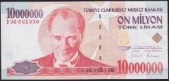7.Emisyon 10000000 Lira D30 961330 Çok Temiz+