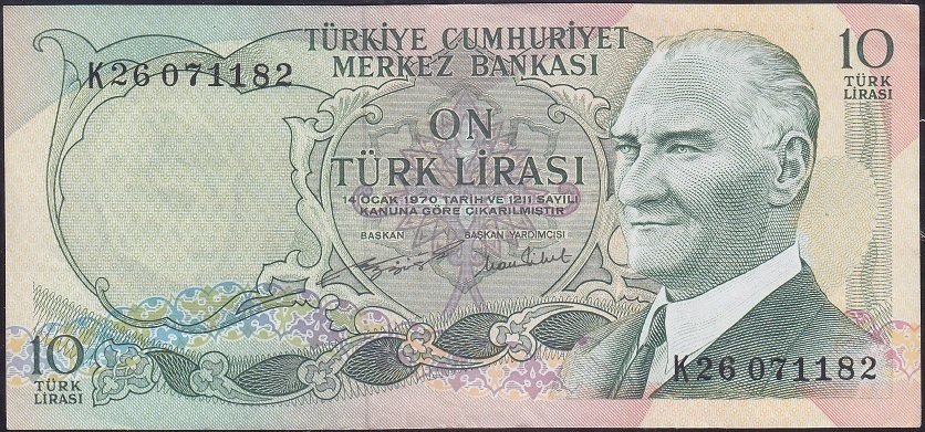 6.Emisyon 2.Tertip 10 Lira K26 071182 Ççt Çilaltı