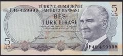 6.Emisyon 1.Tertip 5 Lira F49 459999 Çil