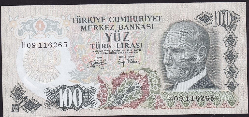 6.Emisyon 2.Tertip 100 Lira H09 116265 Çilaltı Çil