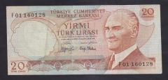 6.EMİSYON 3.TERTİP 20 LİRA F01 160128 ÇOK TEMİZ