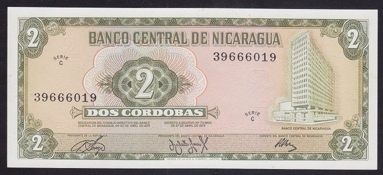 NİKARAGUA 2 CORDOBAS 1972 ÇİL