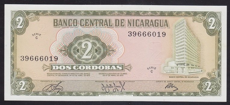 NİKARAGUA 2 CORDOBAS 1972 ÇİL