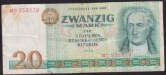 Demokratik Almanya 20 Mark 1975 Temiz