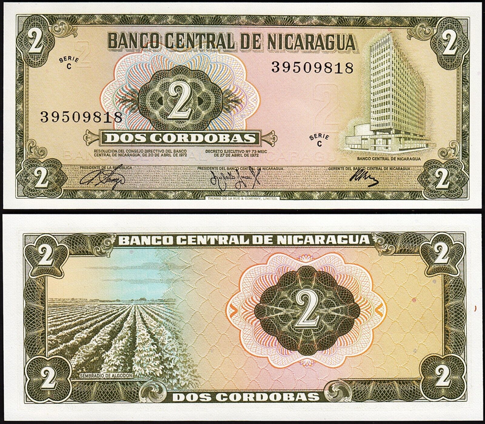 Nikaragua 2 Cordobas 1972 Çil Pick 121