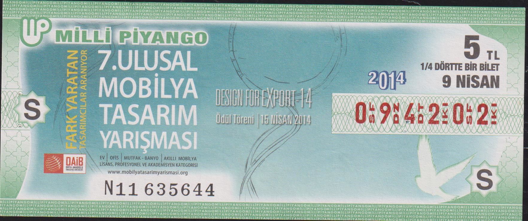 2014 9 Nisan Çeyrek Bilet - S Serisi
