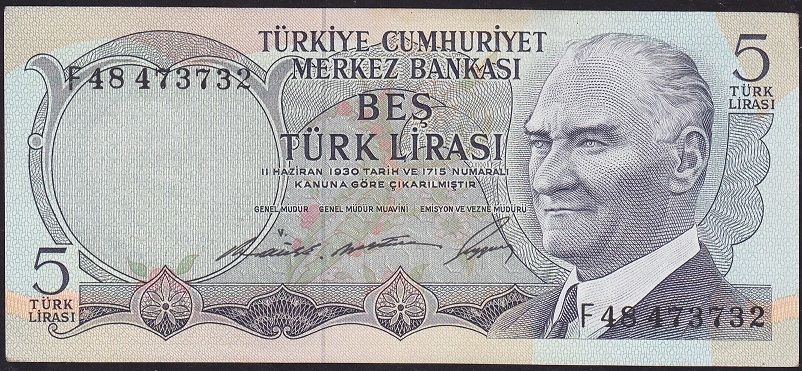 6.Emisyon 1.Tertip 5 Lira F48 473732 Çilaltı Çil