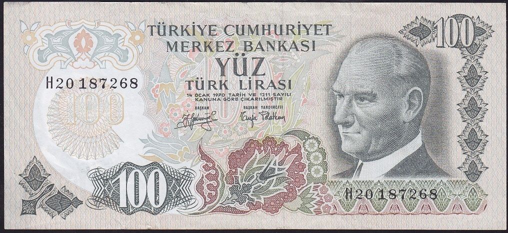 6.Emisyon 2.Tertip 100 Lira H20 187268 Çok Temiz+