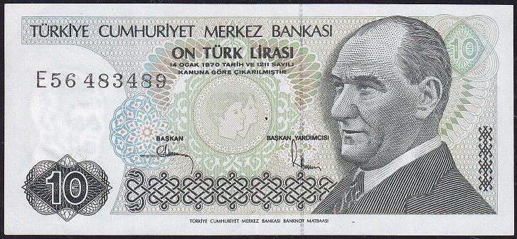 7.Emisyon 2.Tertip 10 Lira E56 483489 Çok Temiz+