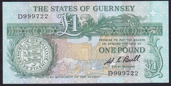 GUERNSEY 1 POUND 1980 ÇİL eski kağıt para değerleri