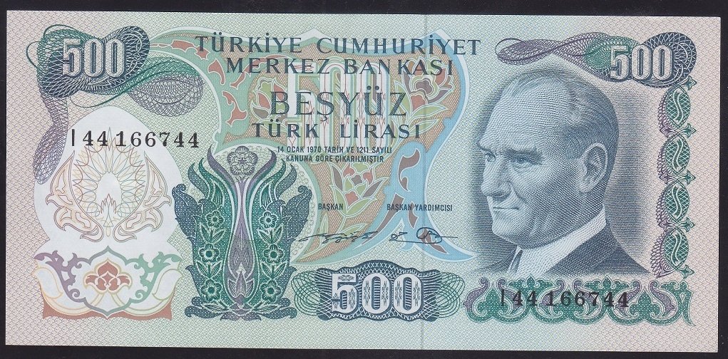 6.EMİSYON 2.TERTİP 500 LİRA I44 166744 ÇİLALTI ÇİL