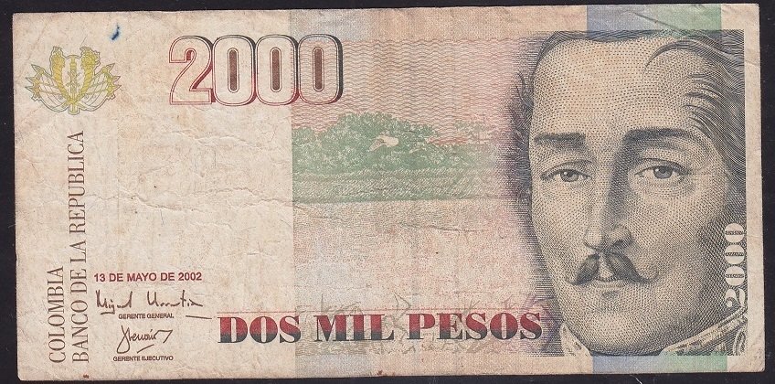 KOLOMBİYA 2000 PESOS 2002 ÇOK TEMİZ