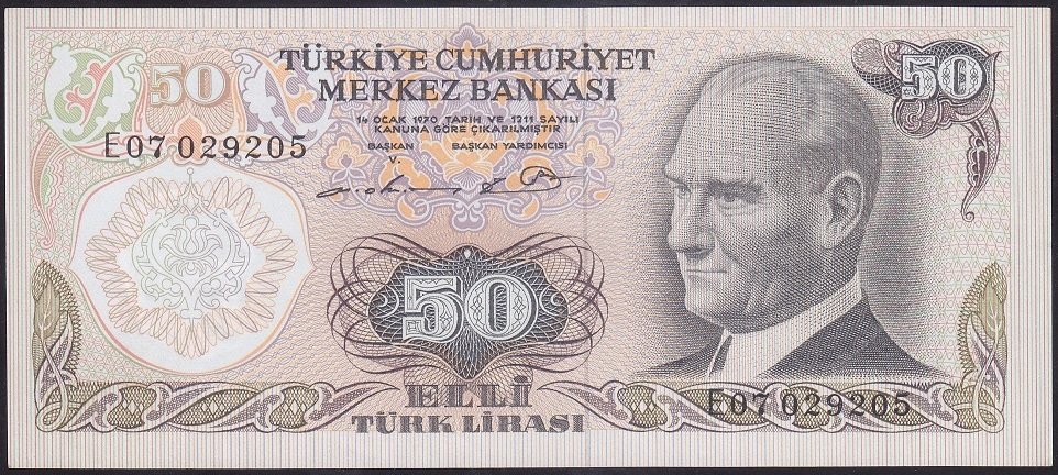 6.EMİSYON 1.TERTİP 50 LİRA E07 029205 ÇÇT ÇİLALTI