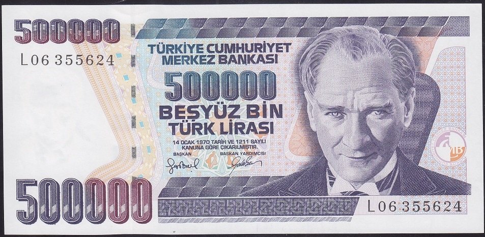 7.Emisyon 4.Tertip 500000 Lira L06 355624 Çil