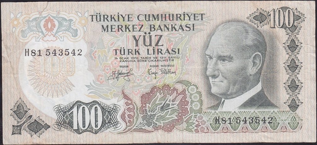 6.Emisyon 2.Tertip 100 Lira H81 543542 Temiz