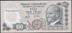 6.Emisyon 2.Tertip 100 Lira H33 328052 Çok Temiz+