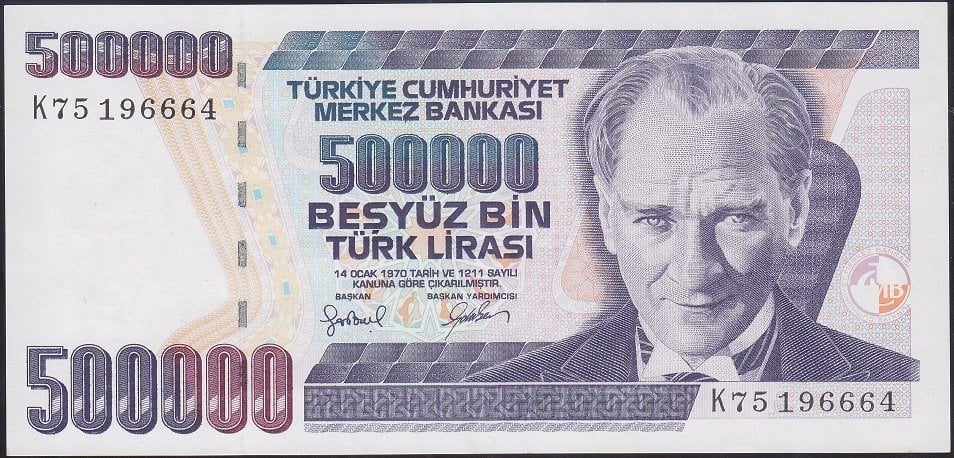 7.Emisyon 4.Tertip 500000 Lira K75 196664 Çilaltı